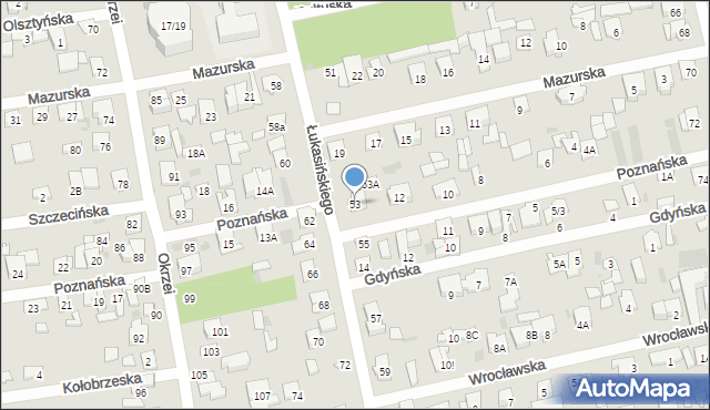 Otwock, Łukasińskiego Waleriana, mjr., 53, mapa Otwock