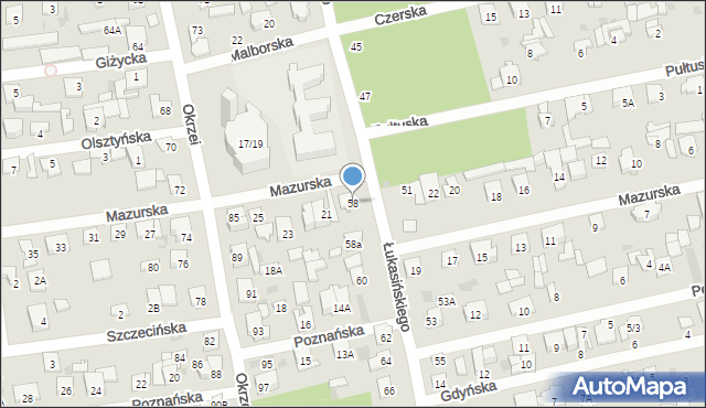 Otwock, Łukasińskiego Waleriana, mjr., 58, mapa Otwock