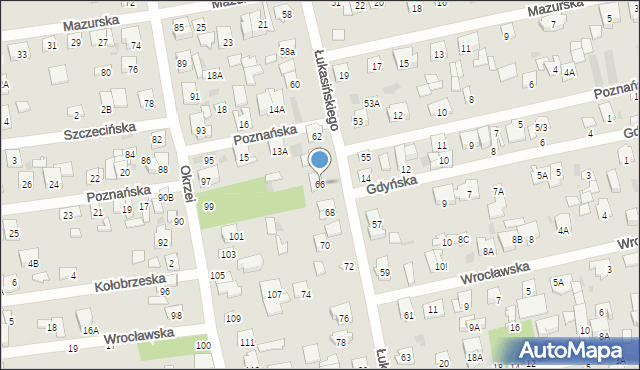 Otwock, Łukasińskiego Waleriana, mjr., 66, mapa Otwock
