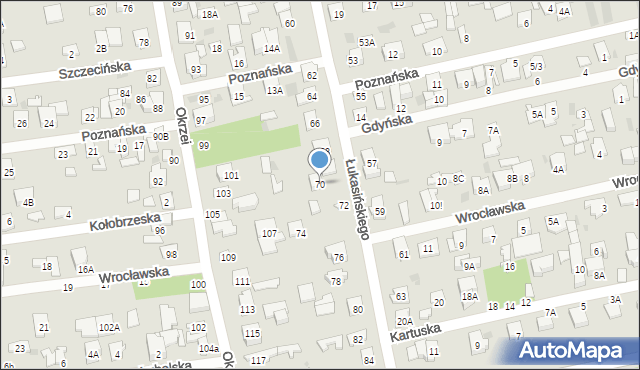 Otwock, Łukasińskiego Waleriana, mjr., 70, mapa Otwock