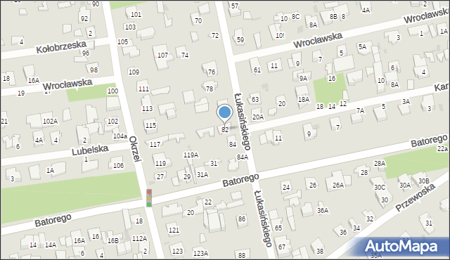 Otwock, Łukasińskiego Waleriana, mjr., 82, mapa Otwock