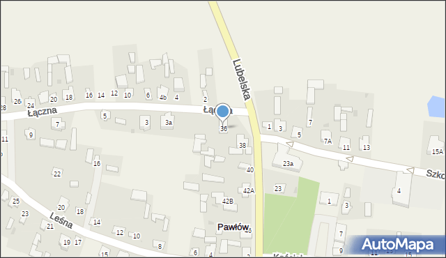 Pawłów, Lubelska, 36, mapa Pawłów