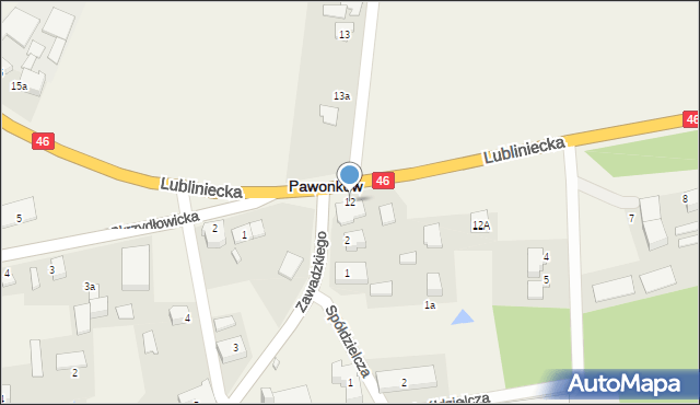 Pawonków, Lubliniecka, 12, mapa Pawonków