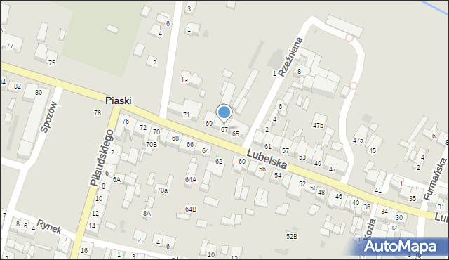 Piaski, Lubelska, 67, mapa Piaski