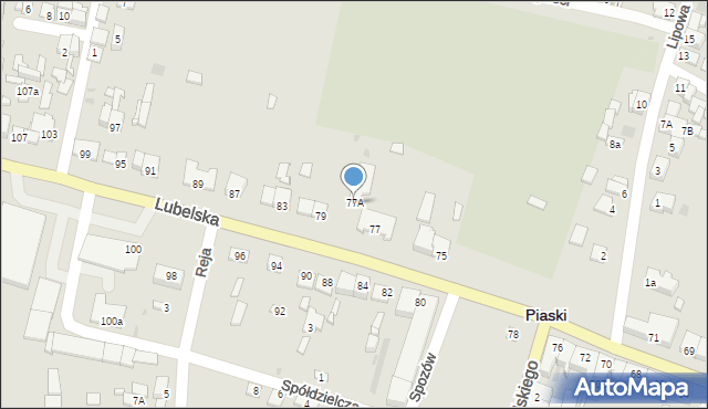 Piaski, Lubelska, 77A, mapa Piaski