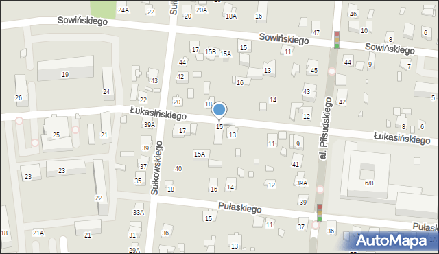 Piastów, Łukasińskiego Waleriana, mjr., 15, mapa Piastów