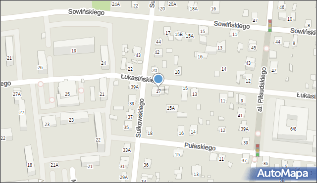 Piastów, Łukasińskiego Waleriana, mjr., 17, mapa Piastów