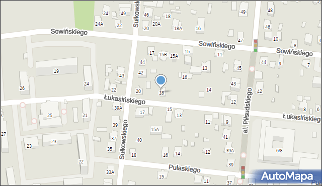Piastów, Łukasińskiego Waleriana, mjr., 18, mapa Piastów