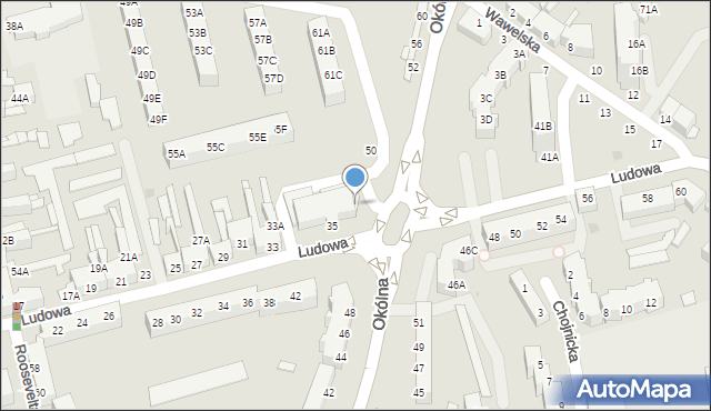 Piła, Ludowa, 35a, mapa Piły