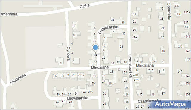 Piła, Ludwisarska, 14, mapa Piły