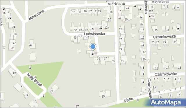 Piła, Ludwisarska, 41, mapa Piły
