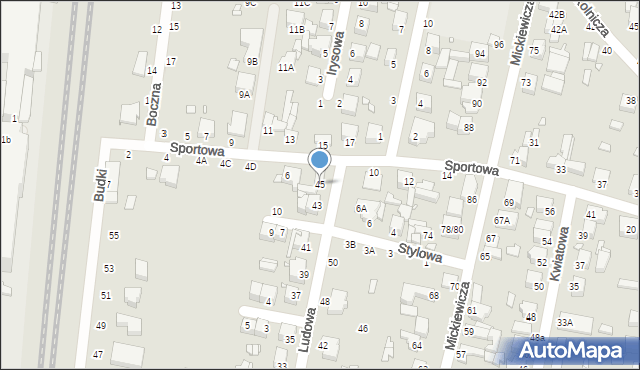 Piotrków Trybunalski, Ludowa, 45, mapa Piotrków Trybunalski