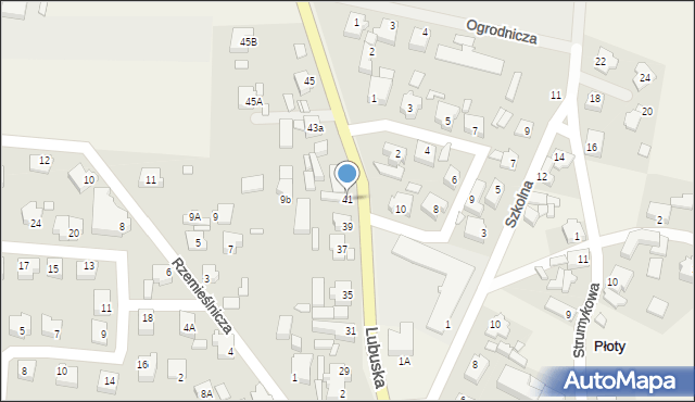 Płoty, Lubuska, 41, mapa Płoty