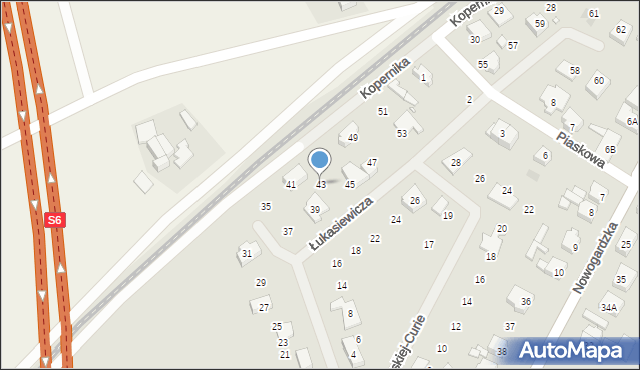 Płoty, Łukasiewicza Ignacego, 43, mapa Płoty