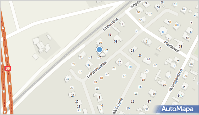 Płoty, Łukasiewicza Ignacego, 45, mapa Płoty