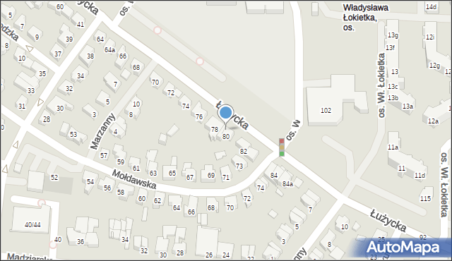 Poznań, Łużycka, 80a, mapa Poznania