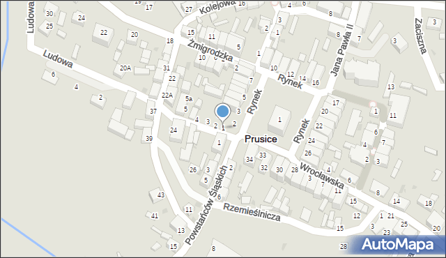 Prusice, Ludowa, 1, mapa Prusice