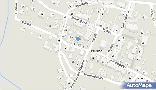 Prusice, Ludowa, 3, mapa Prusice