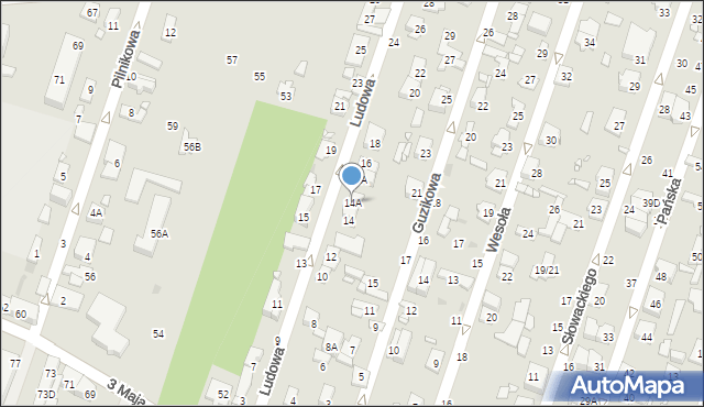 Pruszków, Ludowa, 14A, mapa Pruszków