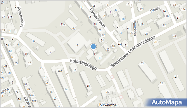 Przemyśl, Łukasińskiego Waleriana, mjr., 11, mapa Przemyśla