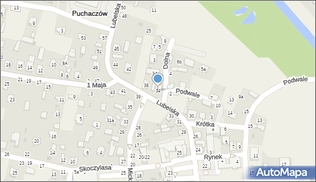 Puchaczów, Lubelska, 34, mapa Puchaczów