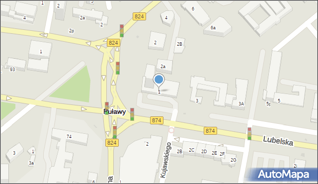 Puławy, Lubelska, 1, mapa Puław