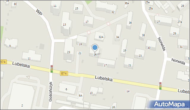 Puławy, Lubelska, 15, mapa Puław