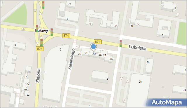 Puławy, Lubelska, 2D, mapa Puław