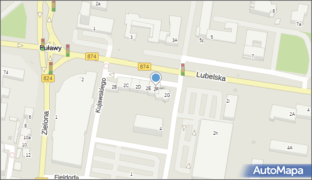 Puławy, Lubelska, 2F, mapa Puław