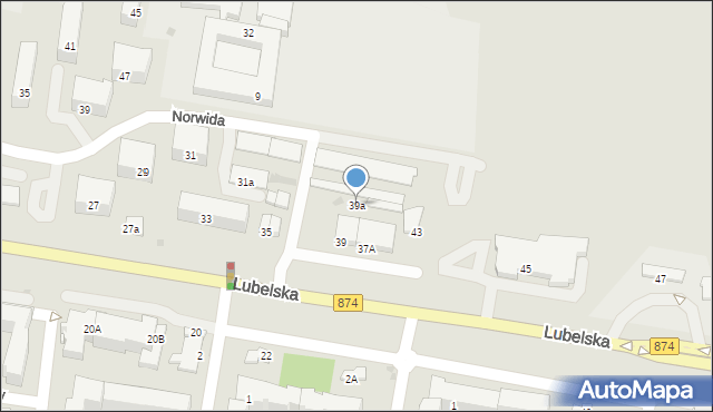 Puławy, Lubelska, 39a, mapa Puław