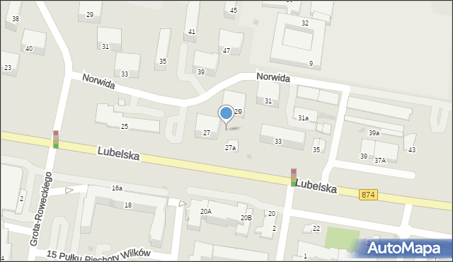 Puławy, Lubelska, 41b, mapa Puław