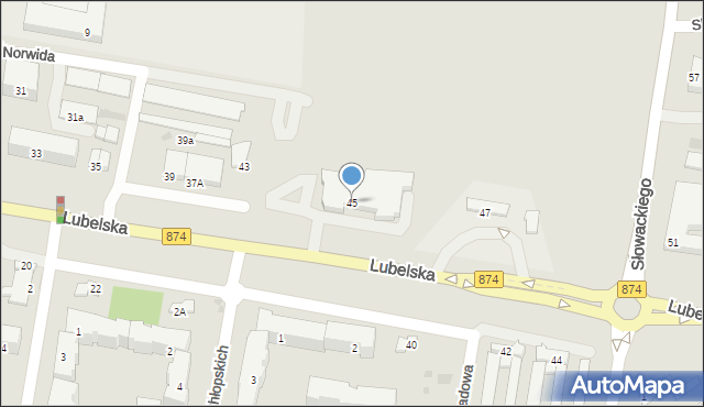 Puławy, Lubelska, 45, mapa Puław