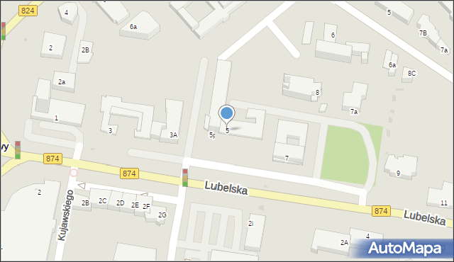 Puławy, Lubelska, 5, mapa Puław