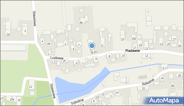 Radawie, Ludowa, 9, mapa Radawie