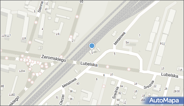 Radom, Lubelska, 1, mapa Radomia