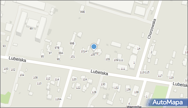 Radom, Lubelska, 105A, mapa Radomia