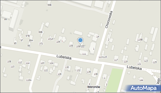 Radom, Lubelska, 109/111, mapa Radomia