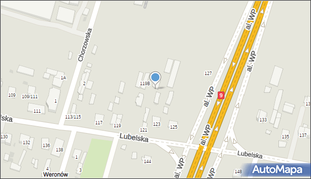 Radom, Lubelska, 121A, mapa Radomia