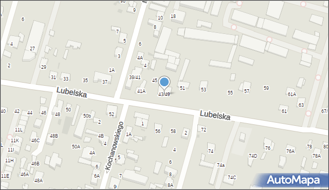 Radom, Lubelska, 43/49, mapa Radomia