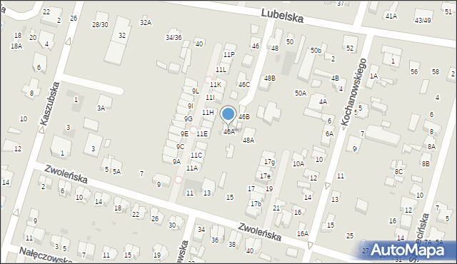 Radom, Lubelska, 46A, mapa Radomia