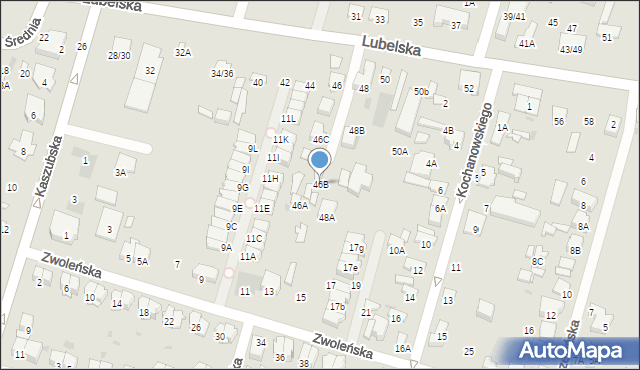 Radom, Lubelska, 46B, mapa Radomia