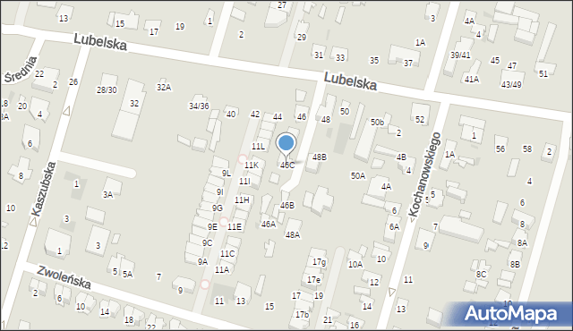 Radom, Lubelska, 46C, mapa Radomia