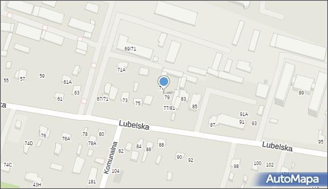 Radom, Lubelska, 77/81A, mapa Radomia