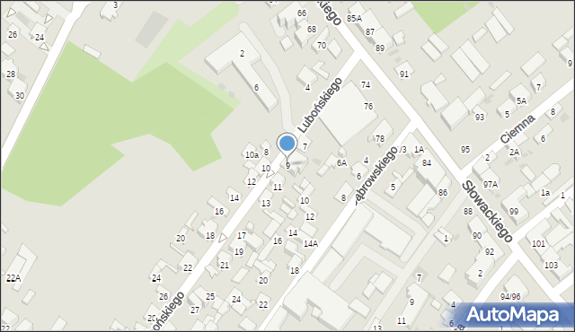 Radom, Lubońskiego Konstantego, 9, mapa Radomia