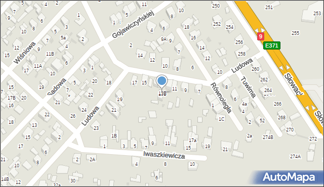 Radom, Ludowa, 13B, mapa Radomia