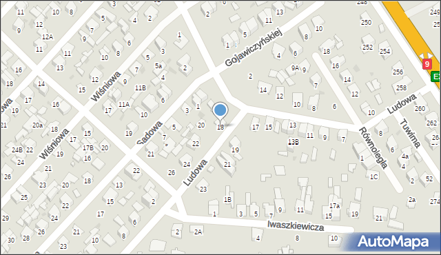 Radom, Ludowa, 18, mapa Radomia