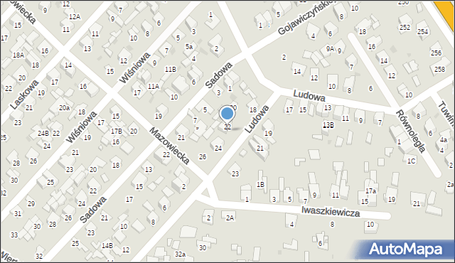 Radom, Ludowa, 22A, mapa Radomia