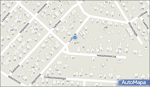 Radom, Ludowa, 23, mapa Radomia