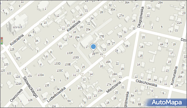 Radom, Ludwikowska, 19, mapa Radomia
