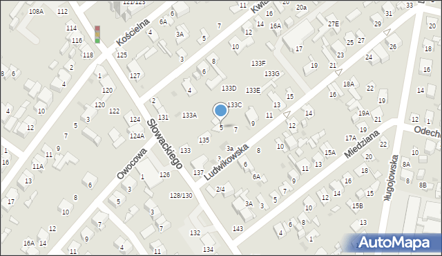Radom, Ludwikowska, 5, mapa Radomia